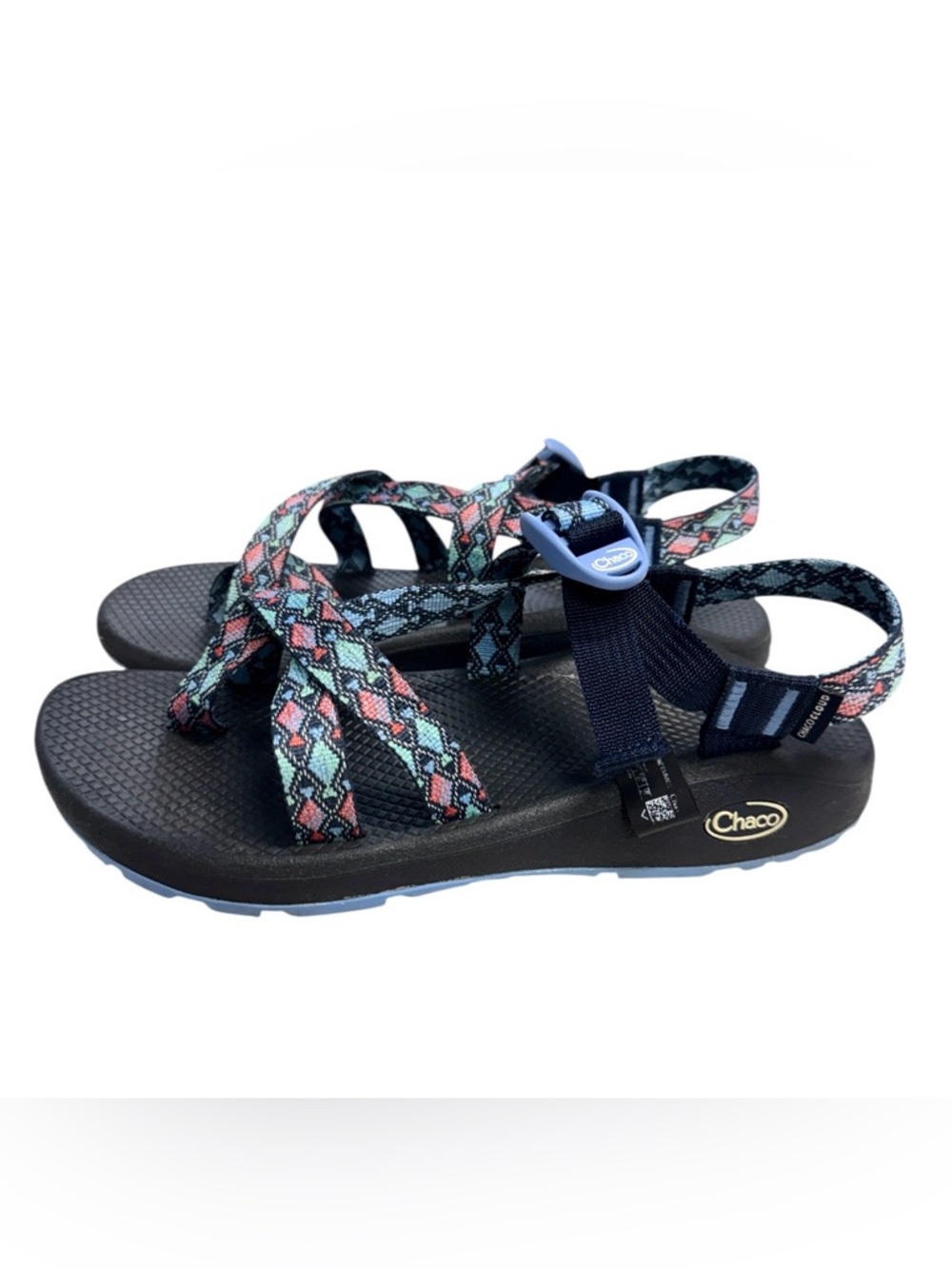 Chaco Z Cloud 2 Trace Eclipse Sandals With Multicolor Geometric Straps Size 10